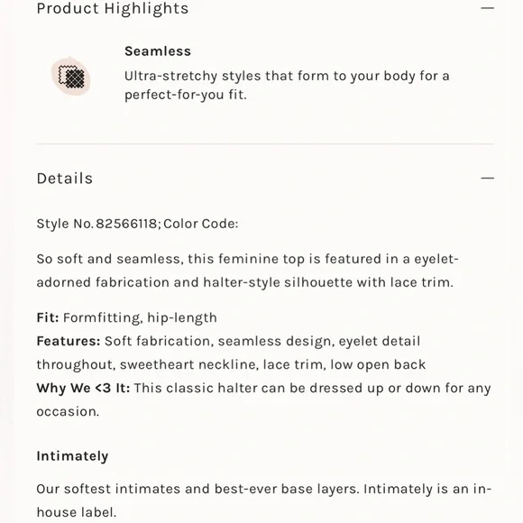 NWOT Free People Intimately Eyelet Seamless Halter Top Size M/L - Picture 5 of 9